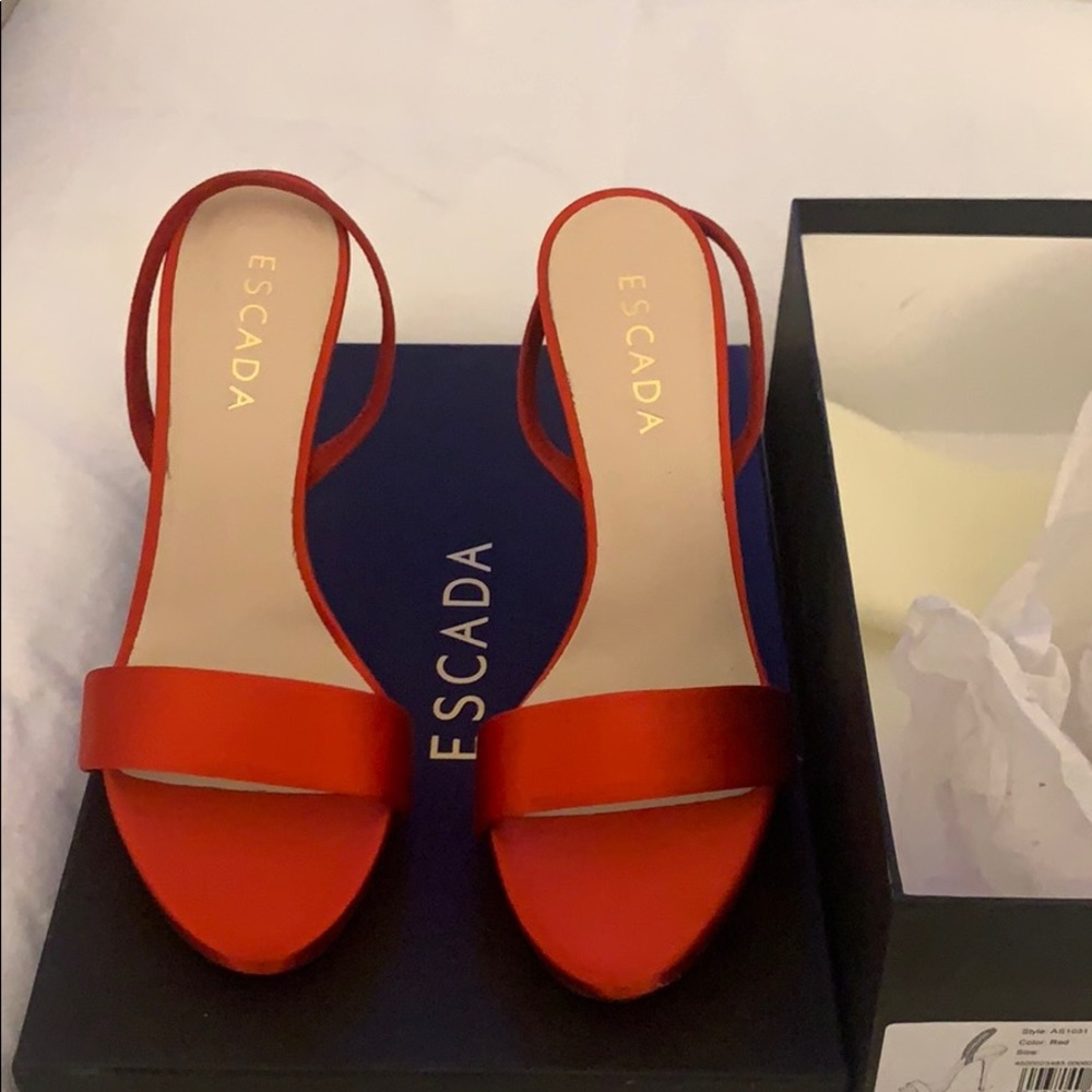 Red Escada strappy heel BRAND NEW